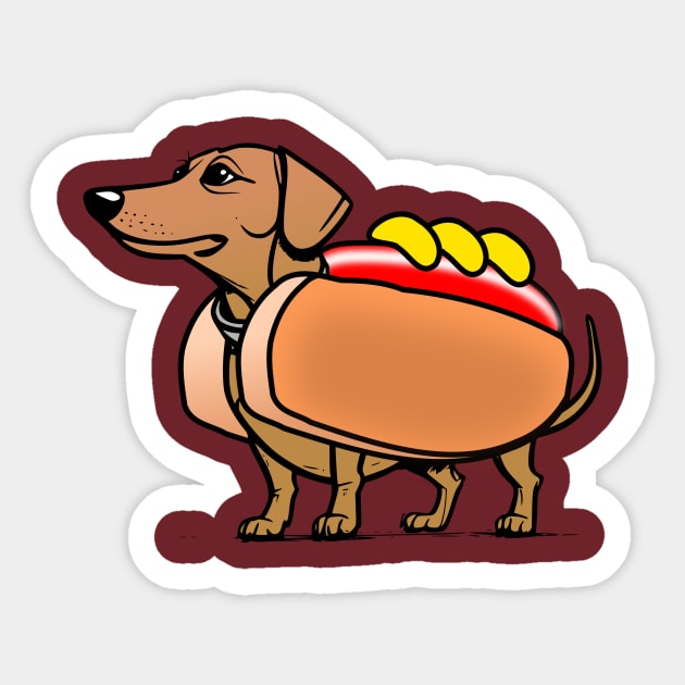 Dachshund Hotdog Sausage Sticker by Sanu Designs